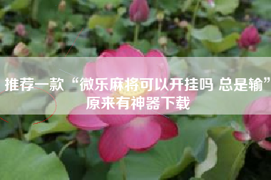 推荐一款“微乐麻将可以开挂吗 总是输”原来有神器下载