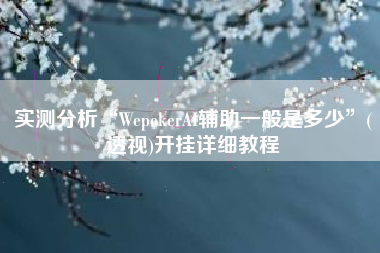 实测分析“WepokerAI辅助一般是多少”(透视)开挂详细教程