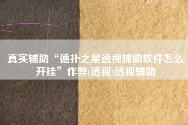 真实辅助“德扑之星透视辅助软件怎么开挂”作弊(透视)透视辅助