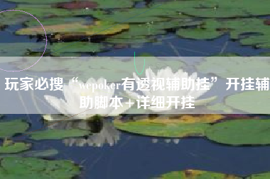 玩家必搜“wepoker有透视辅助挂”开挂辅助脚本+详细开挂