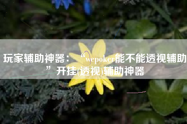 玩家辅助神器：“wepoker能不能透视辅助”开挂(透视)辅助神器
