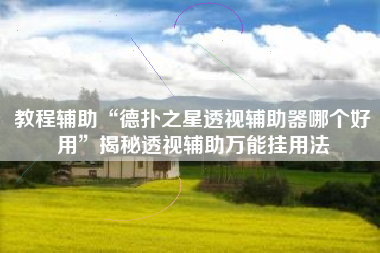 教程辅助“德扑之星透视辅助器哪个好用”揭秘透视辅助万能挂用法