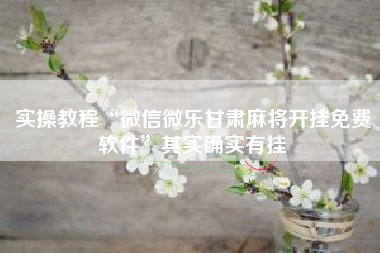 实操教程“微信微乐甘肃麻将开挂免费软件	”其实确实有挂