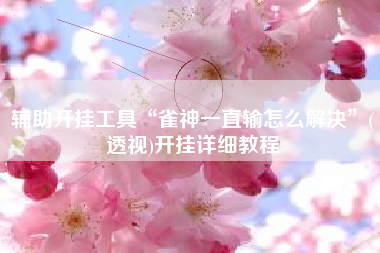 辅助开挂工具“雀神一直输怎么解决”(透视)开挂详细教程