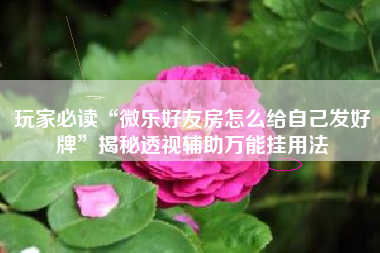 玩家必读“微乐好友房怎么给自己发好牌	”揭秘透视辅助万能挂用法