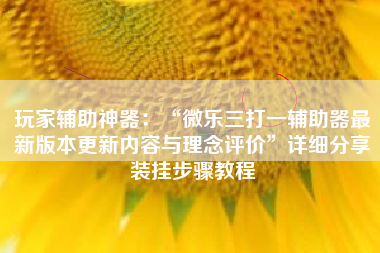 玩家辅助神器：“微乐三打一辅助器最新版本更新内容与理念评价”详细分享装挂步骤教程