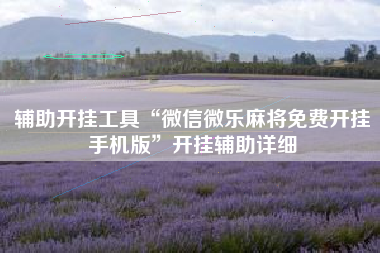 辅助开挂工具“微信微乐麻将免费开挂手机版	”开挂辅助详细