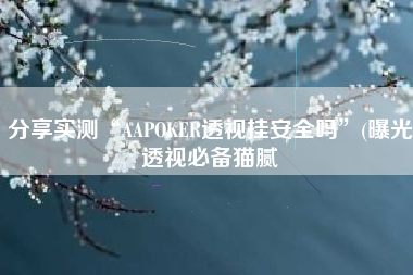 分享实测“AAPOKER透视挂安全吗”(曝光透视必备猫腻