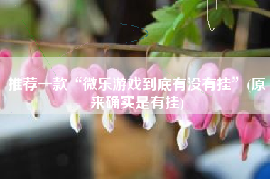 推荐一款“微乐游戏到底有没有挂	”(原来确实是有挂)