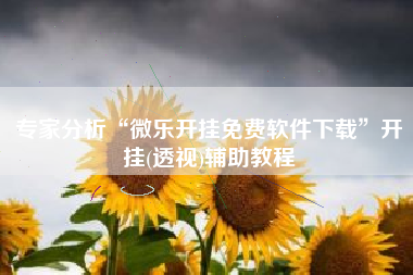 专家分析“微乐开挂免费软件下载”开挂(透视)辅助教程