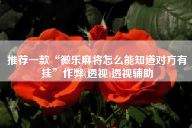 推荐一款“微乐麻将怎么能知道对方有挂	”作弊(透视)透视辅助