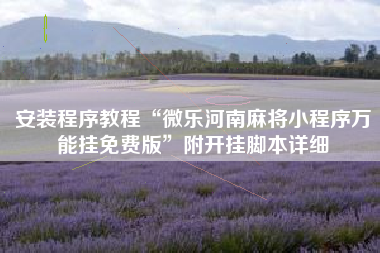 安装程序教程“微乐河南麻将小程序万能挂免费版”附开挂脚本详细