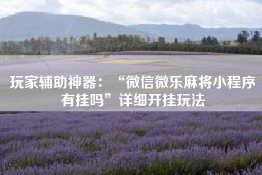 玩家辅助神器：“微信微乐麻将小程序有挂吗”详细开挂玩法
